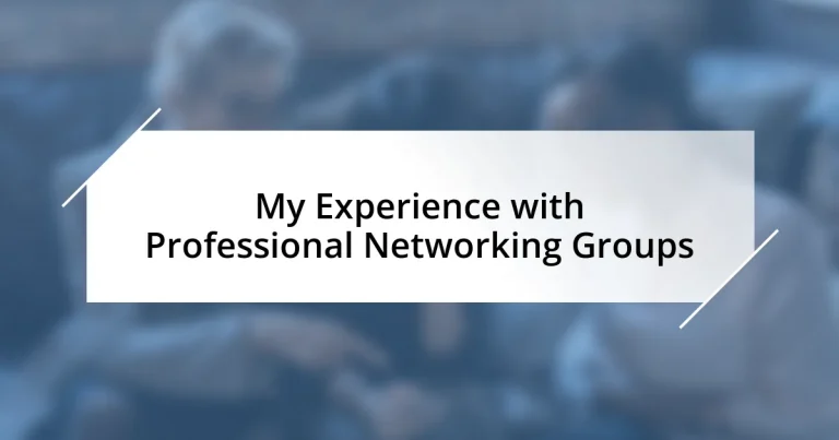 My Experience with Professional Networking Groups