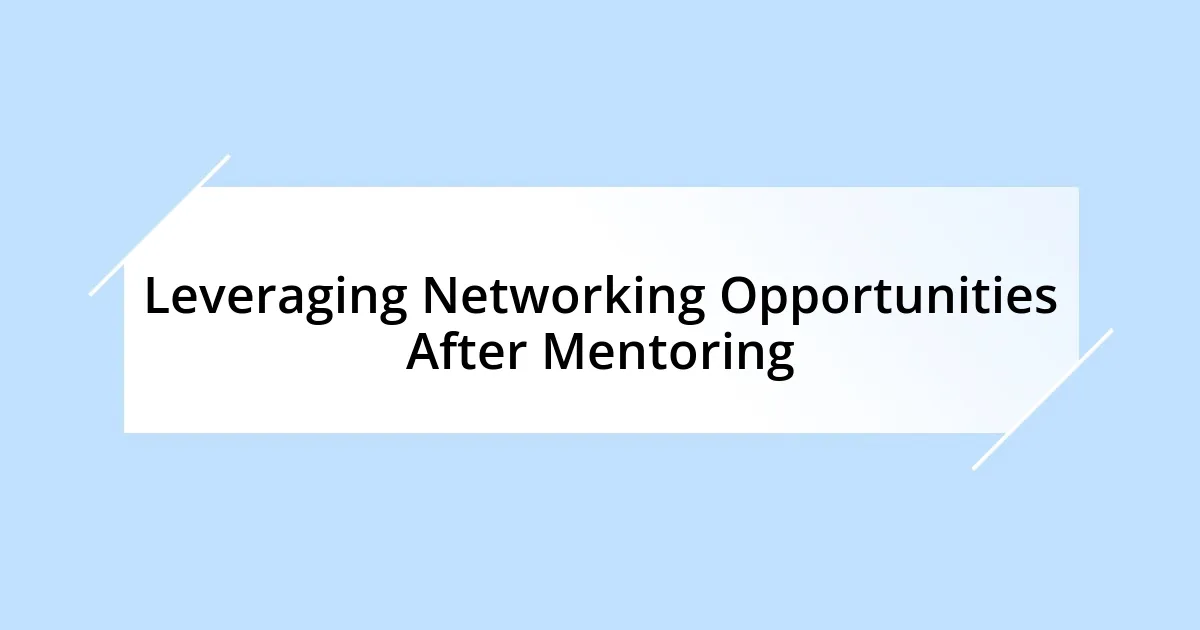 Leveraging Networking Opportunities After Mentoring