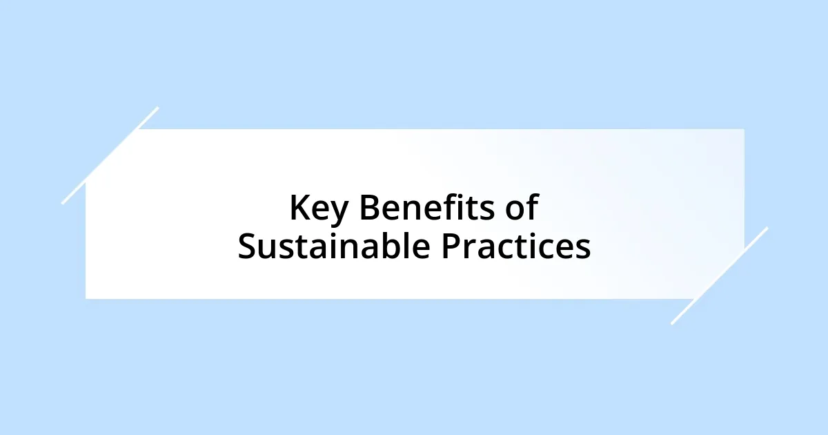 Key Benefits of Sustainable Practices