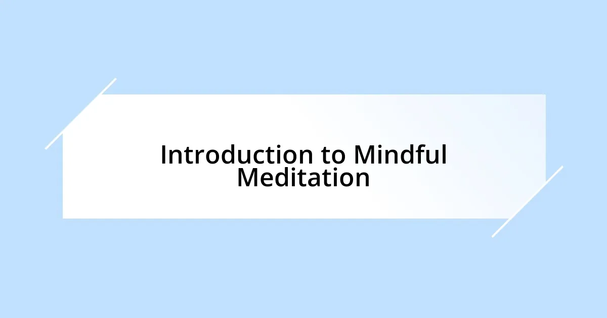 Introduction to Mindful Meditation