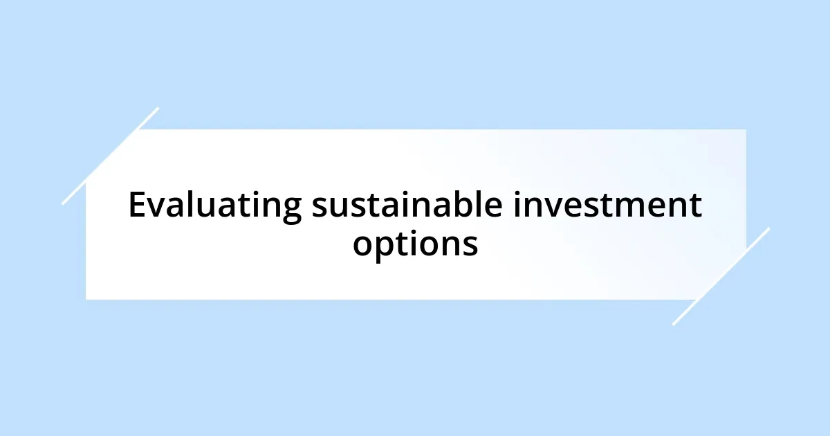 Evaluating sustainable investment options