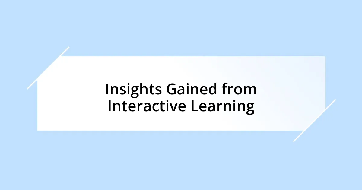 Insights Gained from Interactive Learning