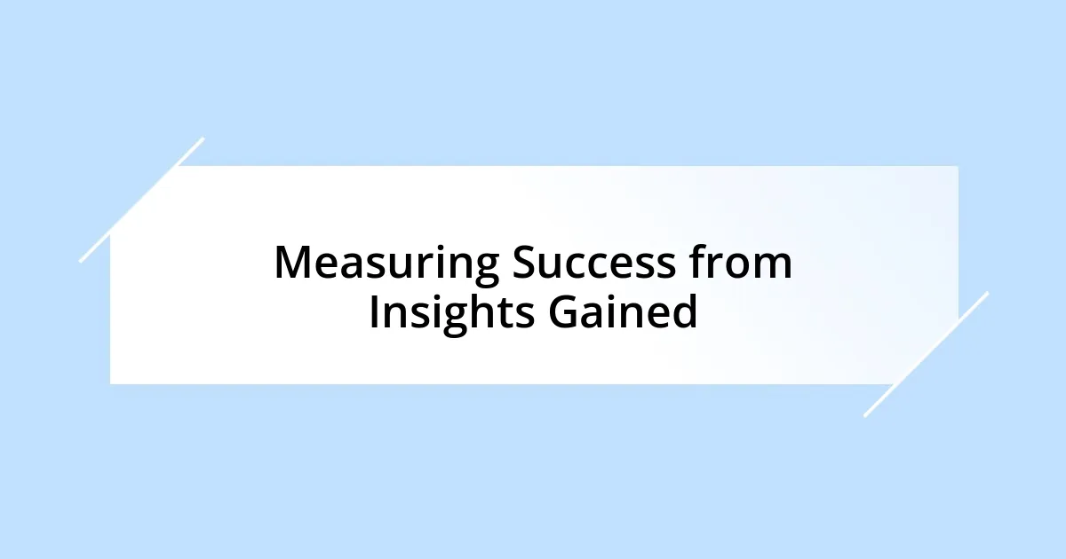 Measuring Success from Insights Gained